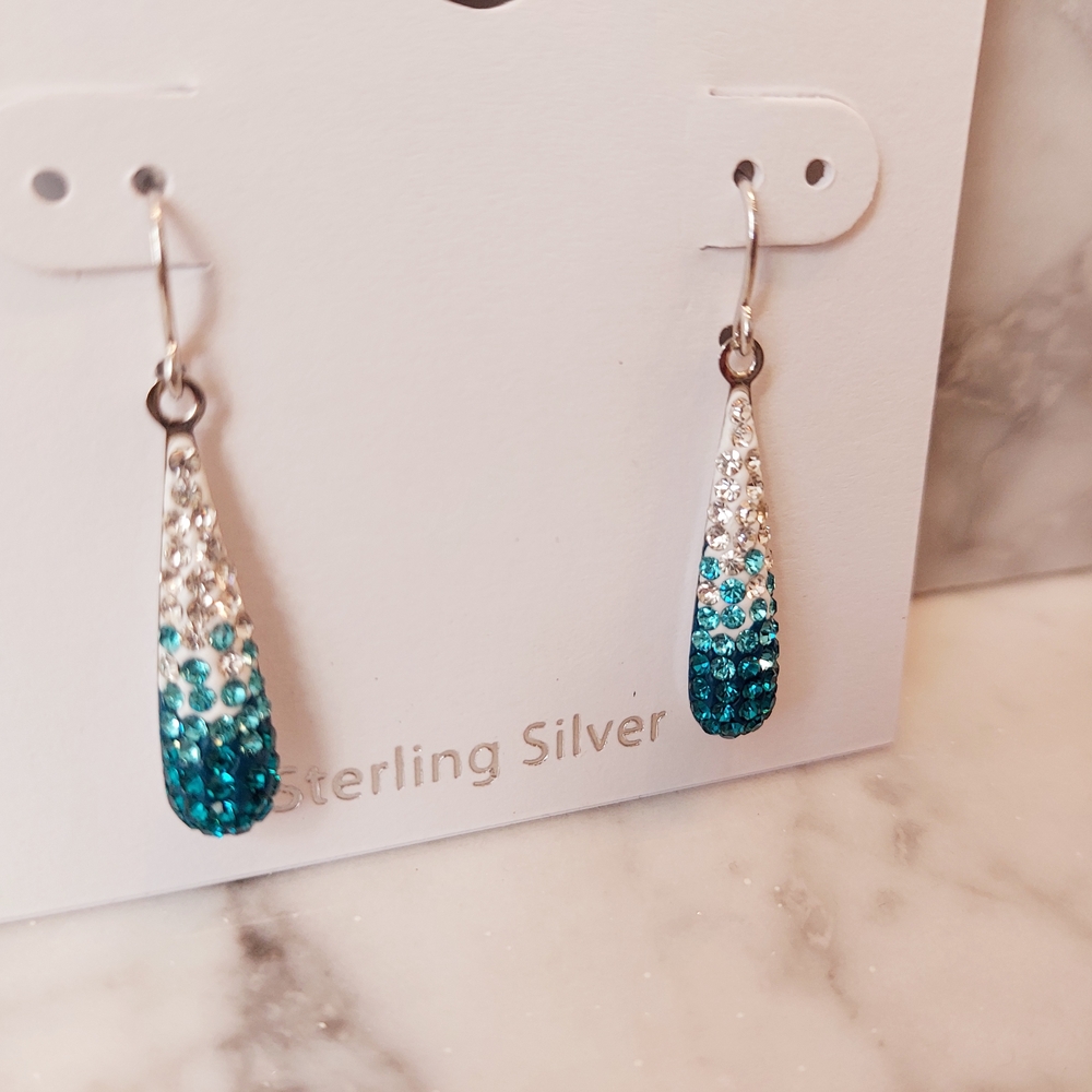 Sterling Silver Crystal Drop Earrings